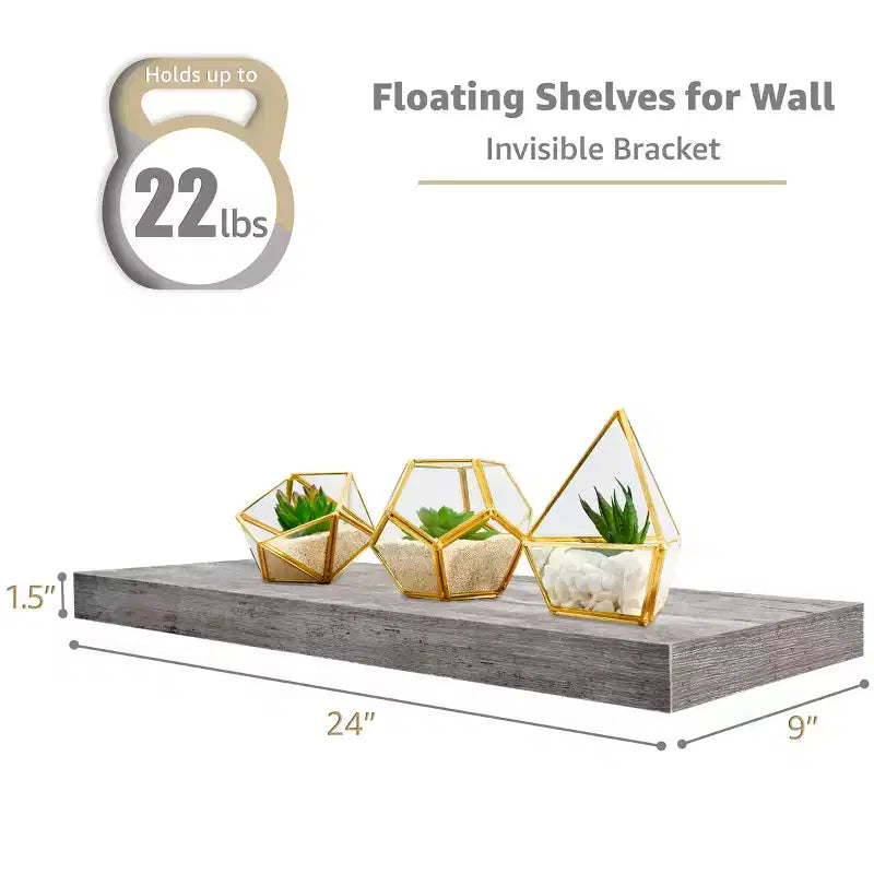Sorbus 24 x 9 Pollici, Set da 4 Mensole Fluttuanti da Parete in Legno – per Camera da Letto, Cucina, Soggiorno, Bagno