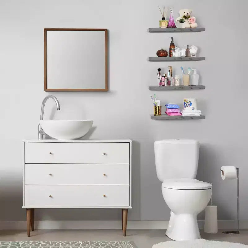 Sorbus 24 x 9 Pollici, Set da 4 Mensole Fluttuanti da Parete in Legno – per Camera da Letto, Cucina, Soggiorno, Bagno