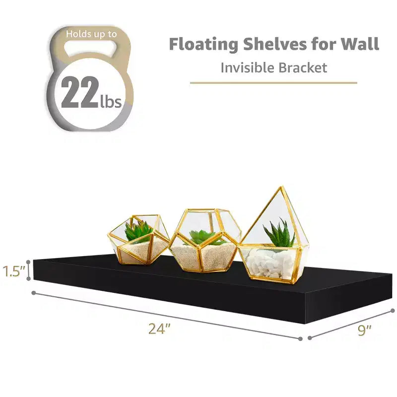 Sorbus 24 x 9 Pollici, Set da 4 Mensole Fluttuanti da Parete in Legno – per Camera da Letto, Cucina, Soggiorno, Bagno