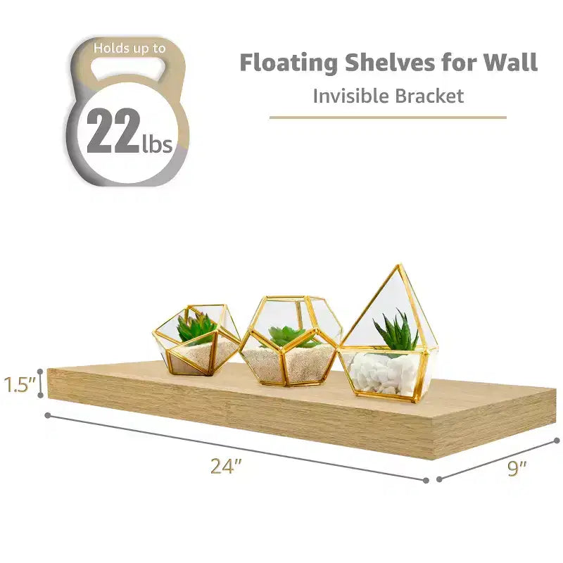 Sorbus 24 x 9 Pollici, Set da 4 Mensole Fluttuanti da Parete in Legno – per Camera da Letto, Cucina, Soggiorno, Bagno