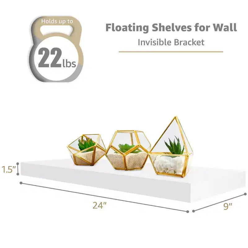 Sorbus 24 x 9 Pollici, Set da 4 Mensole Fluttuanti da Parete in Legno – per Camera da Letto, Cucina, Soggiorno, Bagno