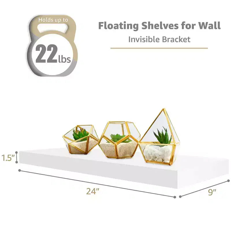Sorbus 24 x 9 Pollici, Set da 4 Mensole Fluttuanti da Parete in Legno – per Camera da Letto, Cucina, Soggiorno, Bagno