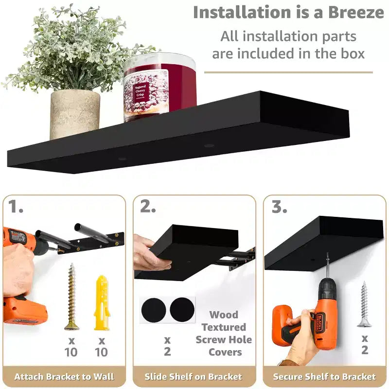 Sorbus 24 x 9 Pollici, Set da 4 Mensole Fluttuanti da Parete in Legno – per Camera da Letto, Cucina, Soggiorno, Bagno