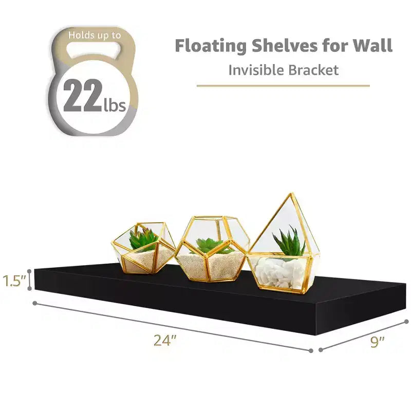 Sorbus 24 x 9 Pollici, Set da 4 Mensole Fluttuanti da Parete in Legno – per Camera da Letto, Cucina, Soggiorno, Bagno