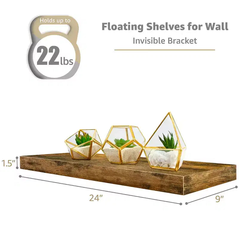 Sorbus 24 x 9 Pollici, Set da 4 Mensole Fluttuanti da Parete in Legno – per Camera da Letto, Cucina, Soggiorno, Bagno