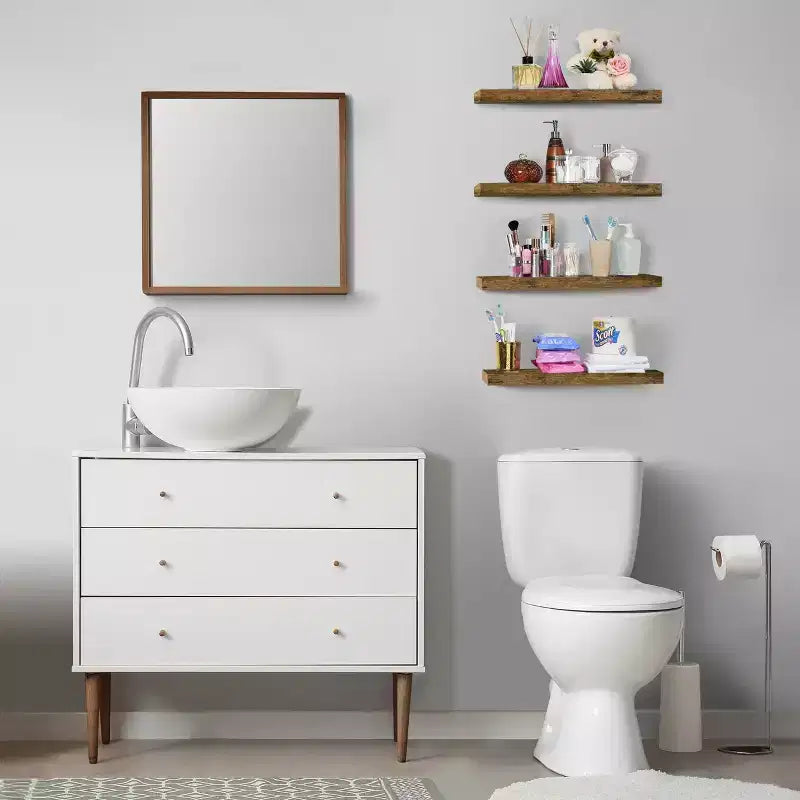 Sorbus 24 x 9 Pollici, Set da 4 Mensole Fluttuanti da Parete in Legno – per Camera da Letto, Cucina, Soggiorno, Bagno