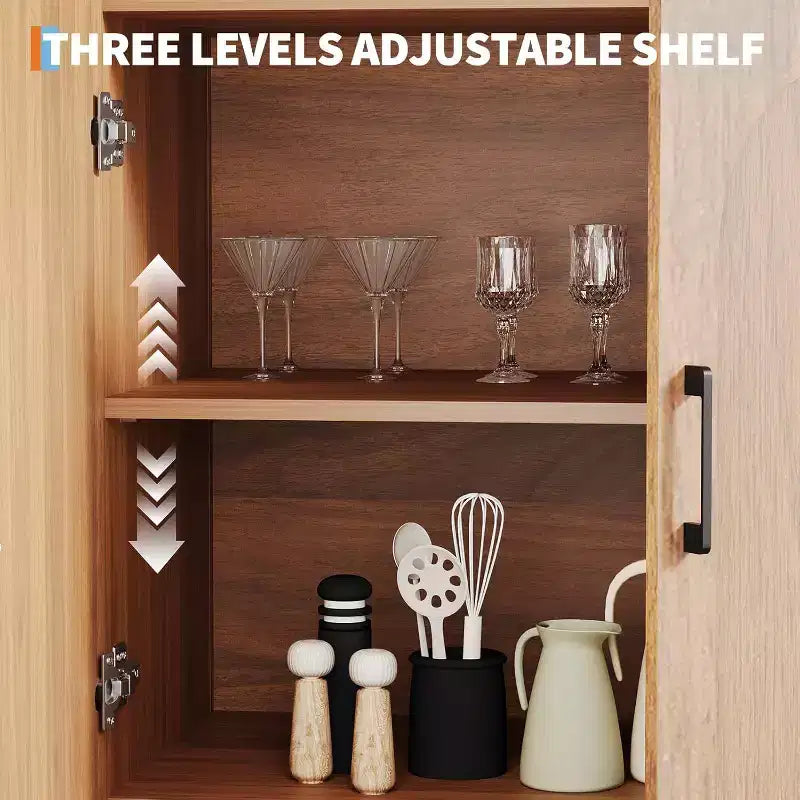 Libreria ad arco alta 71", mobile contenitore in legno stile Mid-Century Modern con ripiani aperti regolabili, dispensa/vetrina