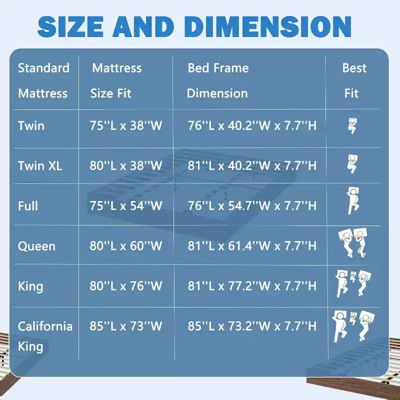 Struttura letto a piattaforma matrimoniale, doghe in legno e metallo, design minimalista, senza rete a molle