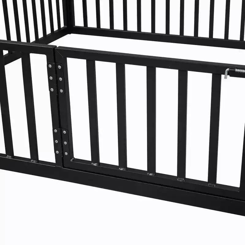 Letto a casetta Montessori in metallo con porta e sponde di protezione, per bambini e neonati, una piazza/una piazza e mezzo