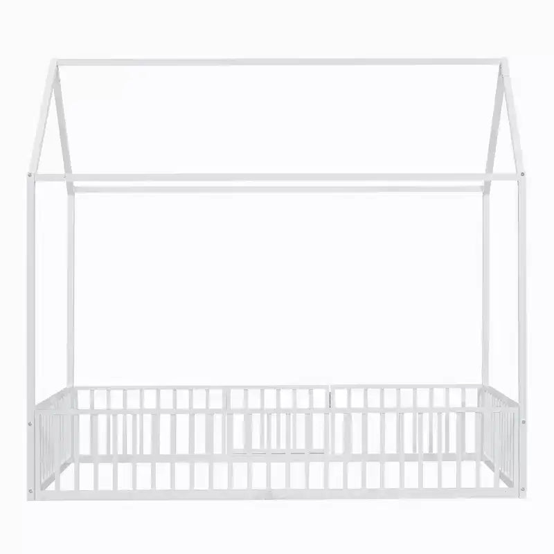 Letto a casetta Montessori in metallo con porta e sponde di protezione, per bambini e neonati, una piazza/una piazza e mezzo
