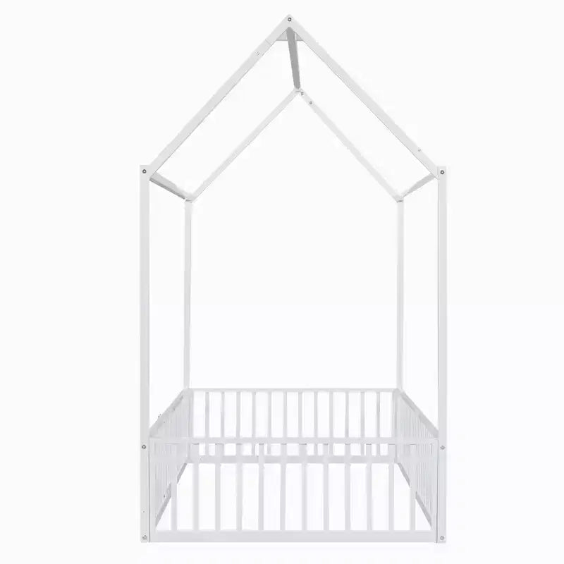 Letto a casetta Montessori in metallo con porta e sponde di protezione, per bambini e neonati, una piazza/una piazza e mezzo
