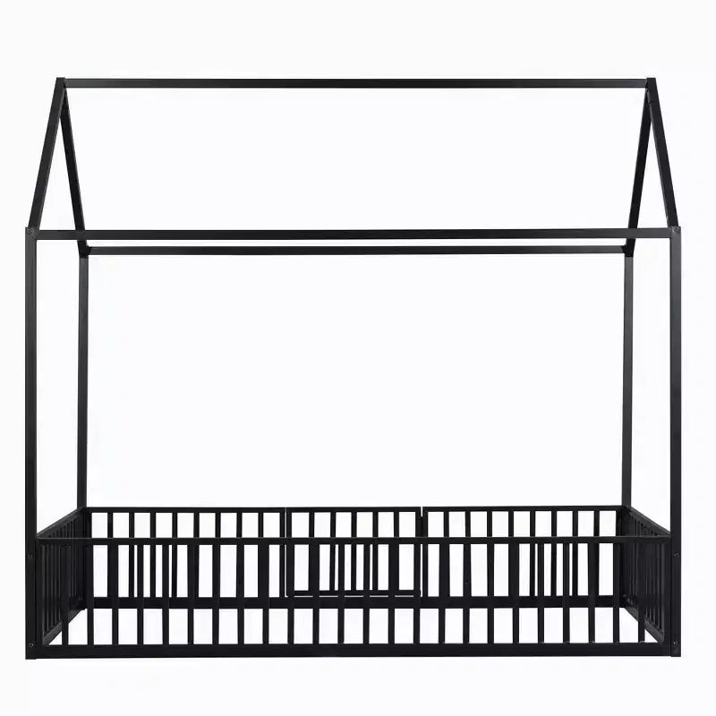 Letto a casetta Montessori in metallo con porta e sponde di protezione, per bambini e neonati, una piazza/una piazza e mezzo
