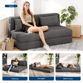 Divano Letto Pieghevole Convertibile da 80", Poltrona da Pavimento Portatile con Cuscino, Lino