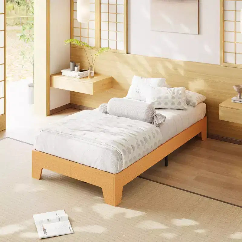 Giroletto con piattaforma, 4 doghe in legno e 8 in metallo, senza testiera, 25,4 cm di spazio sotto il letto