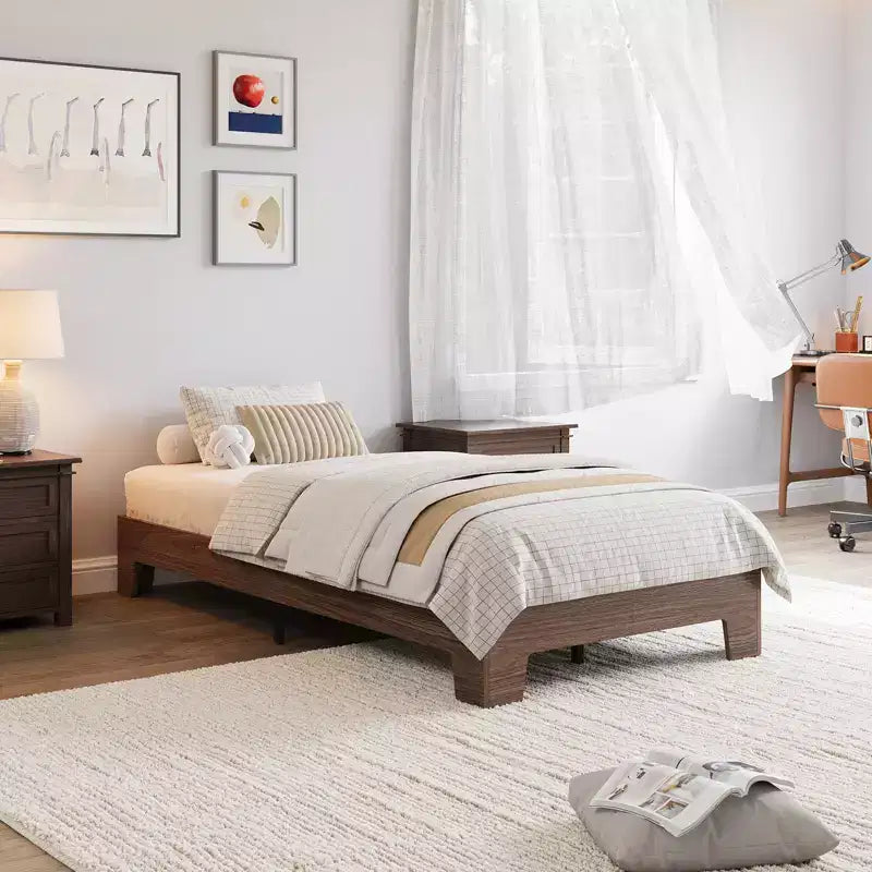 Giroletto con piattaforma, 4 doghe in legno e 8 in metallo, senza testiera, 25,4 cm di spazio sotto il letto