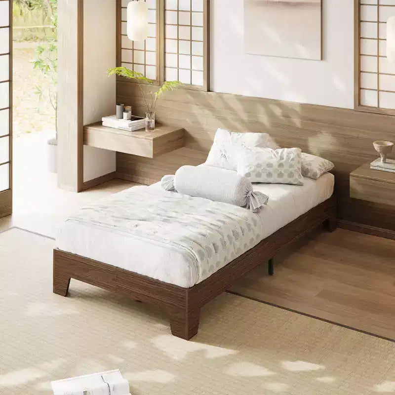 Giroletto con piattaforma, 4 doghe in legno e 8 in metallo, senza testiera, 25,4 cm di spazio sotto il letto