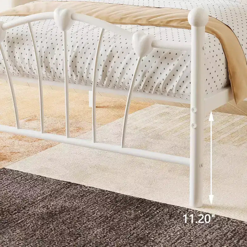 Telaio Letto Singolo, Piattaforma in Metallo Misura Singola con Testiera a Cuore, 11,5 Spazio Sotto il Letto, Nessuna Rete a Molle Necessaria, Silenzioso e Facile da Montare