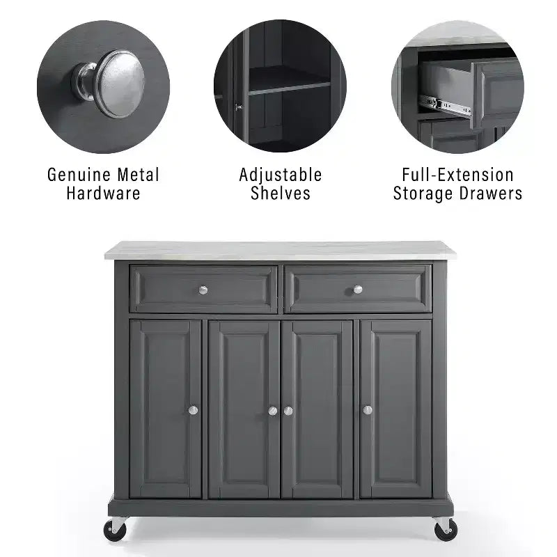 Carrello da cucina in metallo HomeStock 91 cm H con 3 ante e 3 ripiani