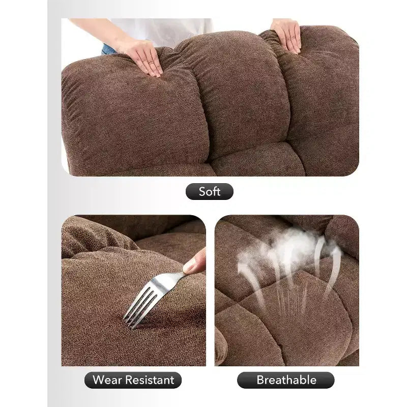 Fauteuil inclinable à bascule, fauteuil à bascule pivotant à 360° pour salon, fauteuil de nurserie rembourré en tissu avec poches latérales pour petits espaces