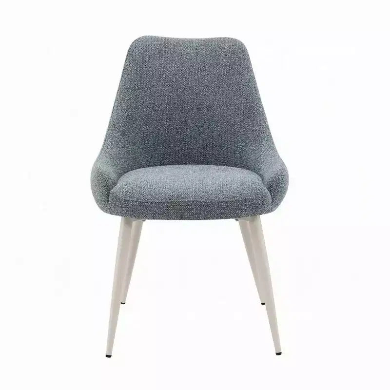Set di 2 sedie da pranzo Royal Hampton, bouclé azzurro, metallo bianco osso
