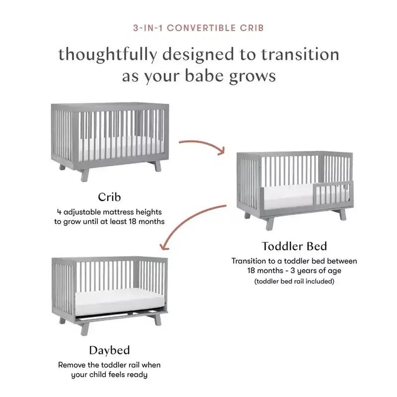 Culla convertibile 3-in-1 Babyletto Hudson con kit di conversione per lettino per bambini