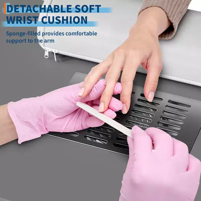 COZONY Banco manicure con aspiratore di polvere elettrico, 4 cassetti, mobiletto, poggiamani e ruote bloccabili, tavolo manicure per salone e casa