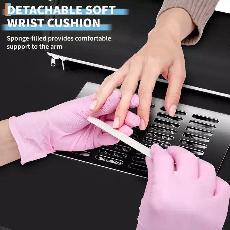 COZONY Banco manicure con aspiratore di polvere elettrico, 4 cassetti, mobiletto, poggiamani e ruote bloccabili, tavolo manicure per salone e casa