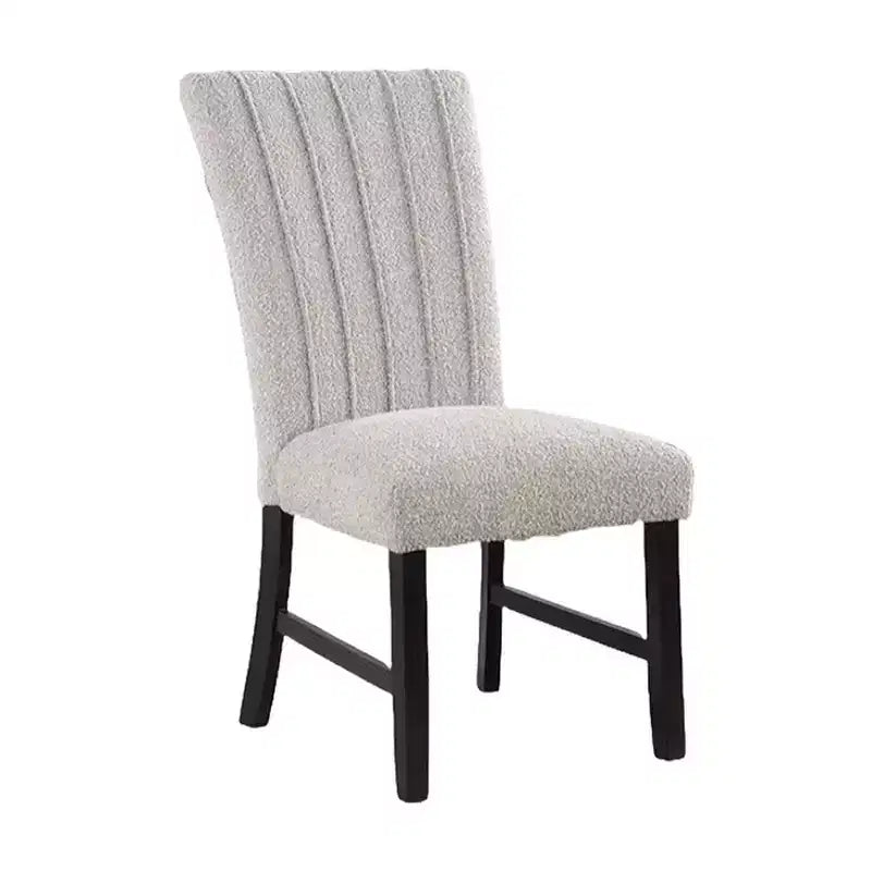 Set di 2 sedie da pranzo Royal Hampton, imbottite verticalmente in bouclé grigio, nero