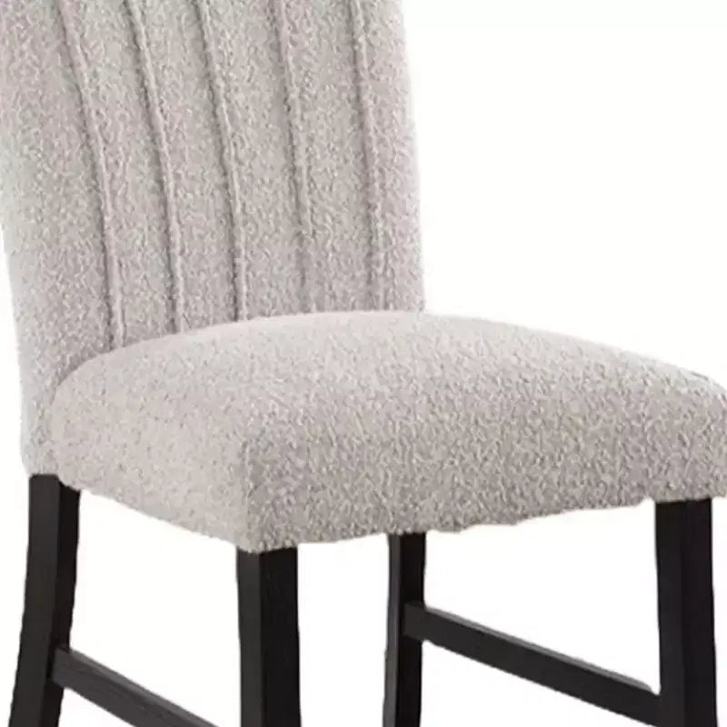 Set di 2 sedie da pranzo Royal Hampton, imbottite verticalmente in bouclé grigio, nero