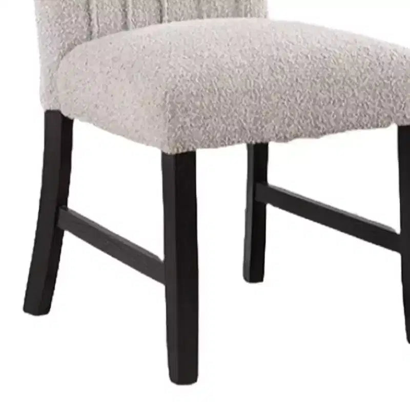 Set di 2 sedie da pranzo Royal Hampton, imbottite verticalmente in bouclé grigio, nero