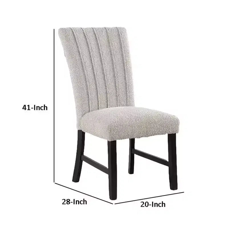 Set di 2 sedie da pranzo Royal Hampton, imbottite verticalmente in bouclé grigio, nero