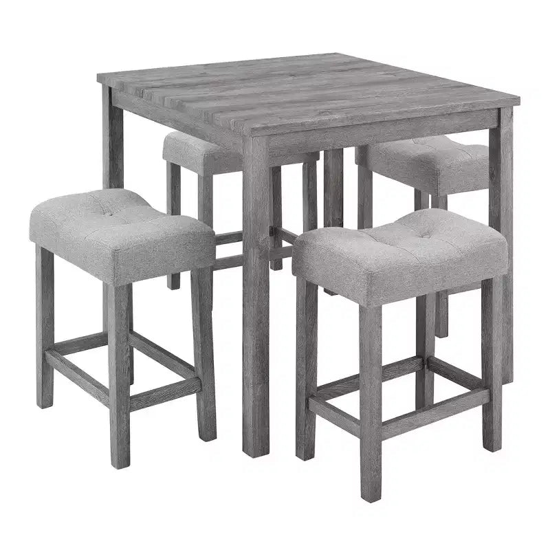 Set da Bar Okak 5 Pezzi in Stile Rustico e Sgabelli da Bar per Cucina, Sala da Pranzo, Set Dinette Vintage con Struttura in Legno Massello