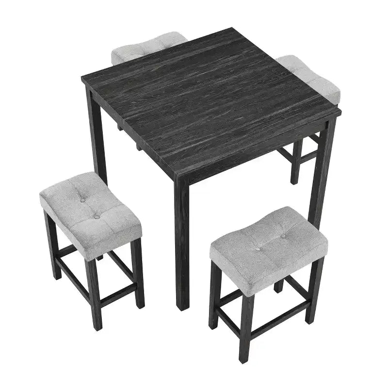 Set da Bar Okak 5 Pezzi in Stile Rustico e Sgabelli da Bar per Cucina, Sala da Pranzo, Set Dinette Vintage con Struttura in Legno Massello