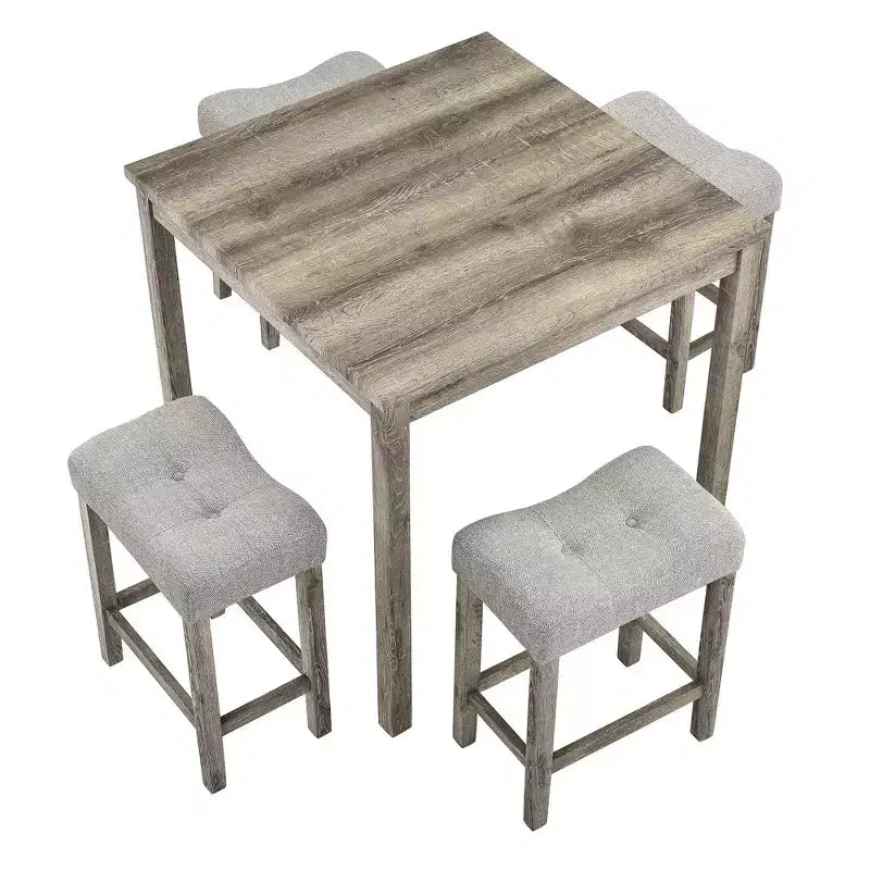 Set da Bar Okak 5 Pezzi in Stile Rustico e Sgabelli da Bar per Cucina, Sala da Pranzo, Set Dinette Vintage con Struttura in Legno Massello