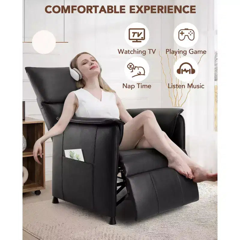 Poltrona singola, reclinabile con funzione memory, in pelle PU, seduta per home theater, adatta per soggiorno e ufficio.