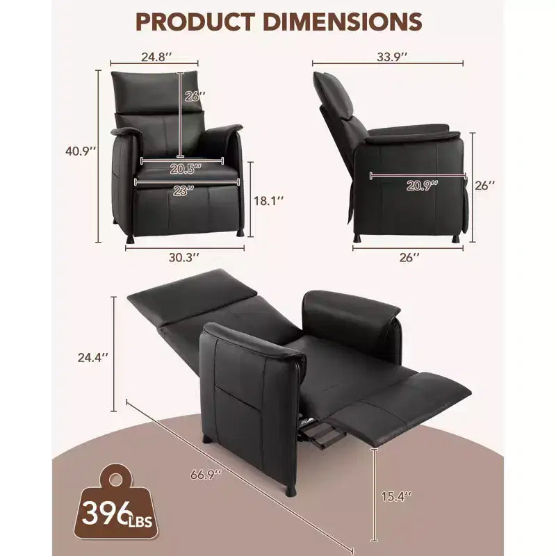 Poltrona singola, reclinabile con funzione memory, in pelle PU, seduta per home theater, adatta per soggiorno e ufficio.