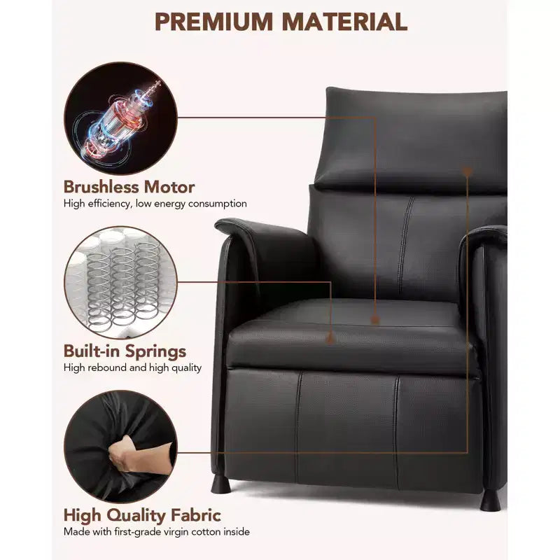 Poltrona singola, reclinabile con funzione memory, in pelle PU, seduta per home theater, adatta per soggiorno e ufficio.