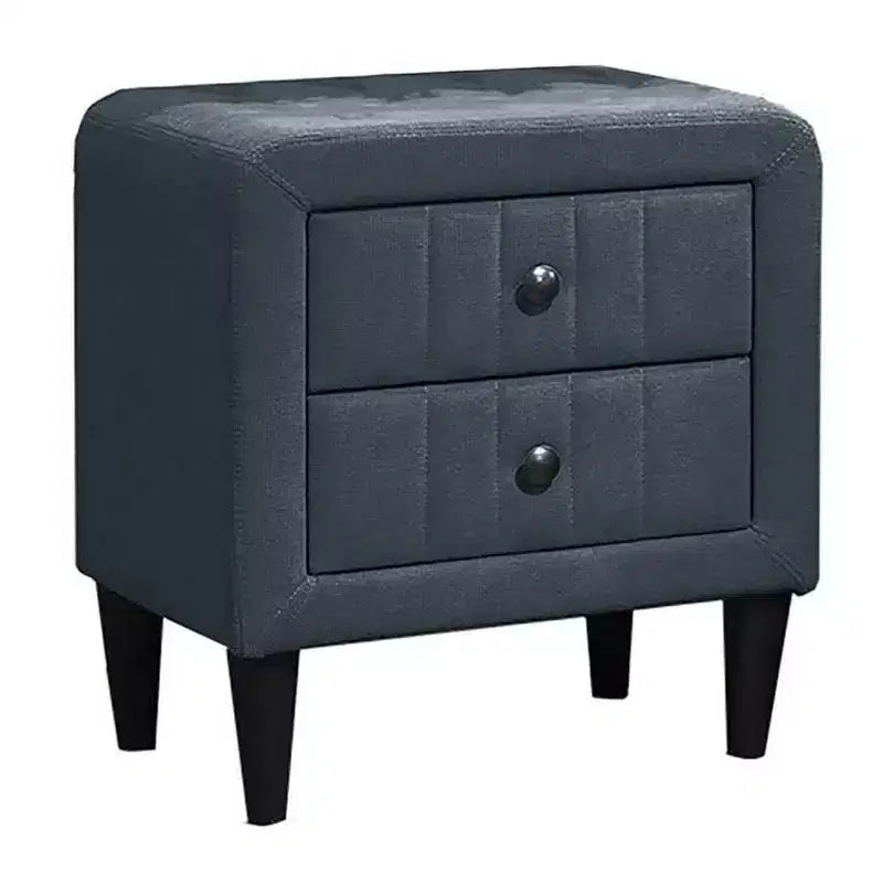 Comodino Royal Hampton, 2 cassetti, 22 pollici, rivestito in lino grigio antracite