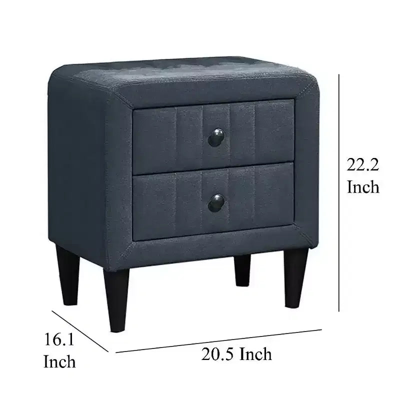 Comodino Royal Hampton, 2 cassetti, 22 pollici, rivestito in lino grigio antracite
