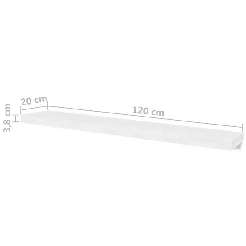 Set da 4 mensole a muro in MDF bianco, lunghe 120 cm, da parete