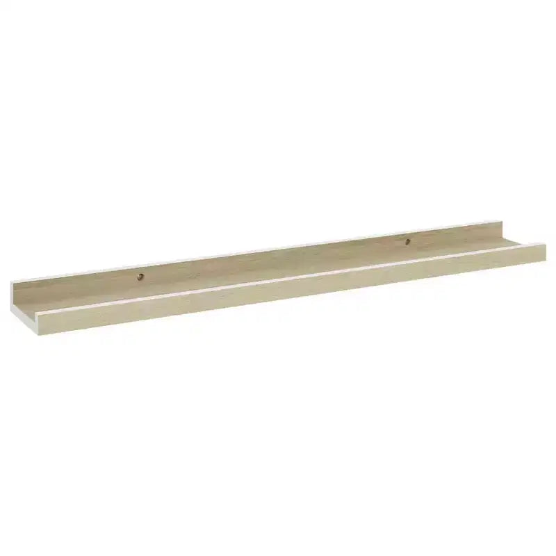 Set di 2 mensole da parete, colore bianco e rovere Sonoma, in MDF, lunghezza 60 cm