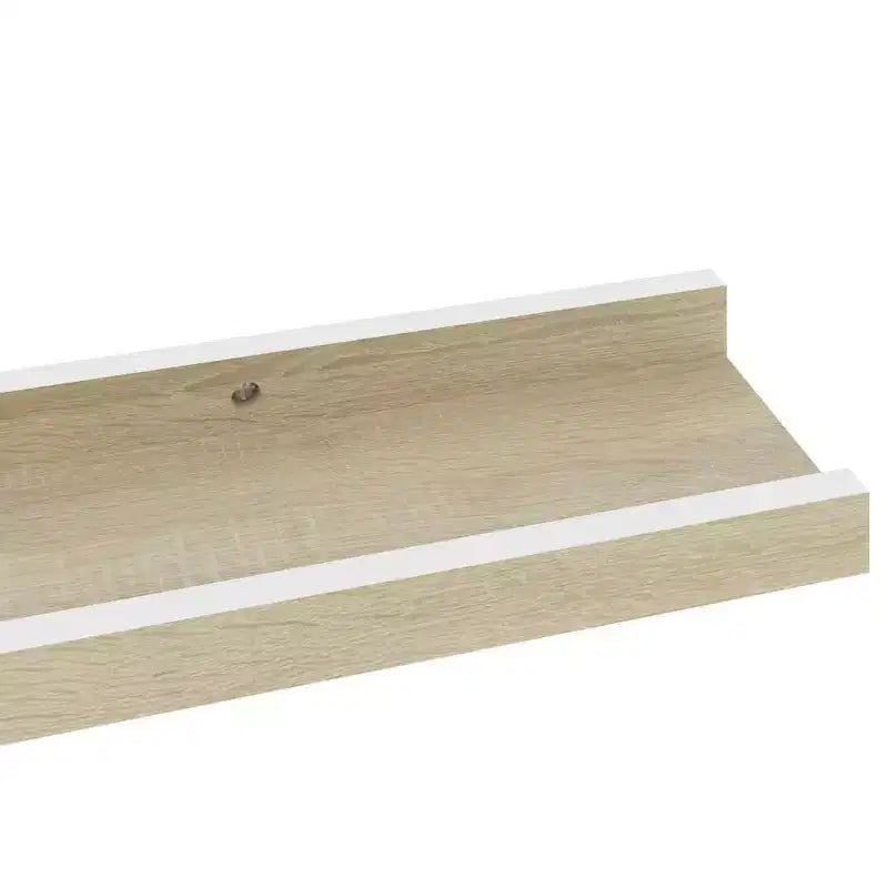 Set di 2 mensole da parete, colore bianco e rovere Sonoma, in MDF, lunghezza 60 cm