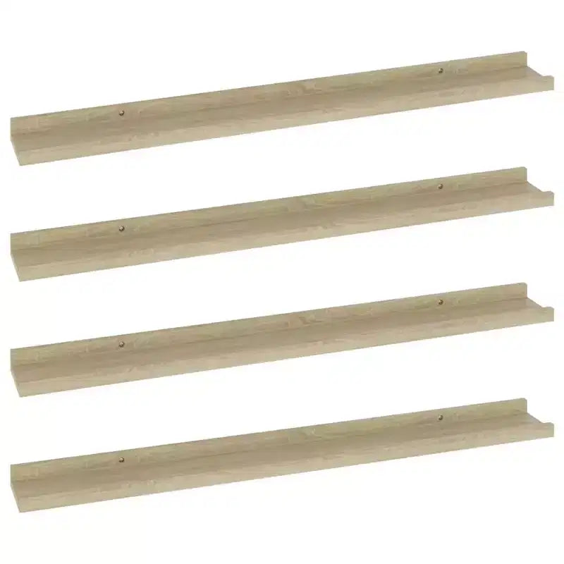 Set da 4 mensole a muro in MDF, effetto rovere Sonoma, 80x9x3 cm