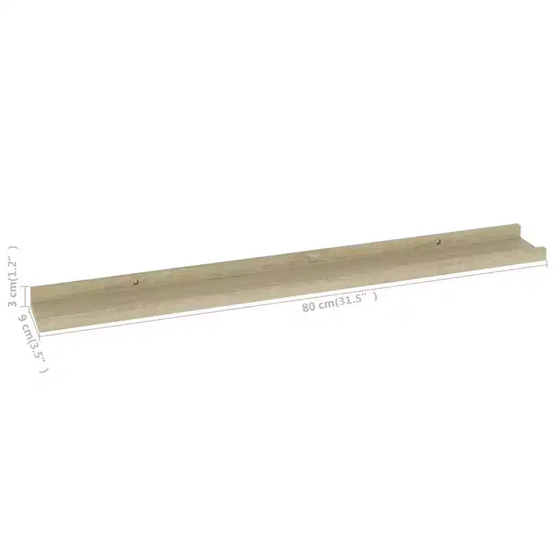 Set da 4 mensole a muro in MDF, effetto rovere Sonoma, 80x9x3 cm