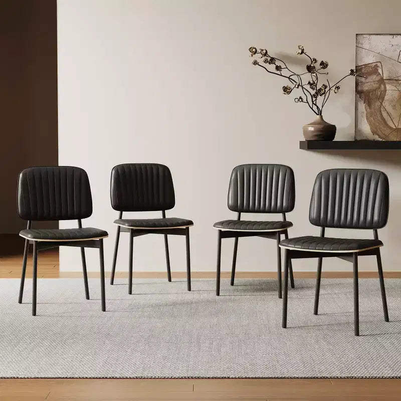 Luck Live Sedia da pranzo moderna di metà secolo, seduta e schienale in pelle imbottita, elegante sedia per sala da pranzo, cucina, soggiorno, colore nero