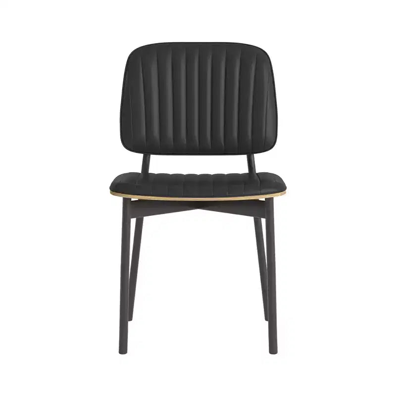 Luck Live Sedia da pranzo moderna di metà secolo, seduta e schienale in pelle imbottita, elegante sedia per sala da pranzo, cucina, soggiorno, colore nero
