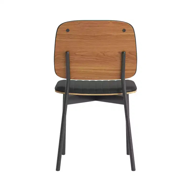 Luck Live Sedia da pranzo moderna di metà secolo, seduta e schienale in pelle imbottita, elegante sedia per sala da pranzo, cucina, soggiorno, colore nero