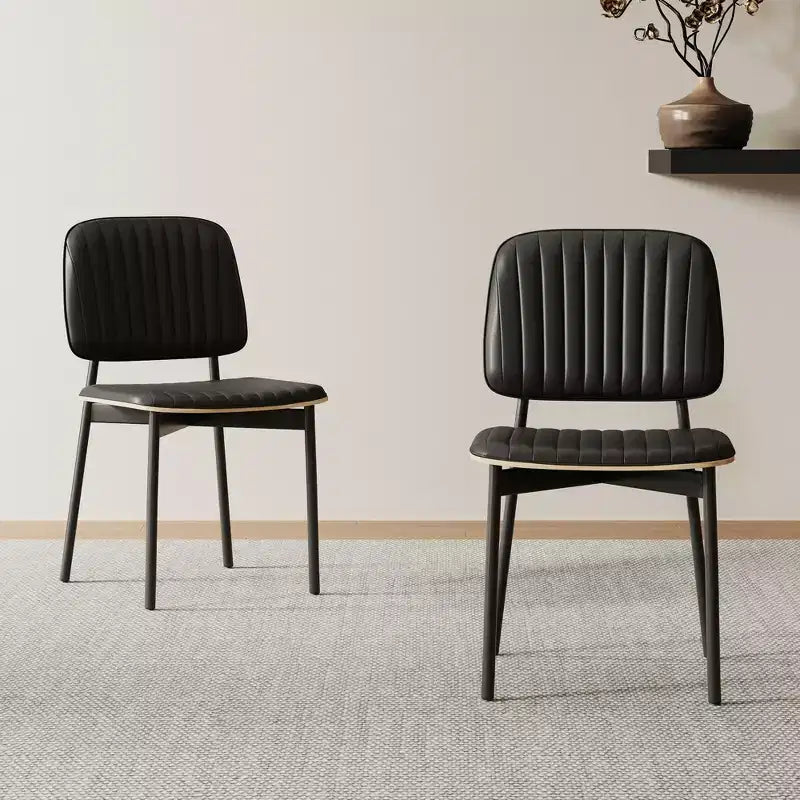 Luck Live Sedia da pranzo moderna di metà secolo, seduta e schienale in pelle imbottita, elegante sedia per sala da pranzo, cucina, soggiorno, colore nero