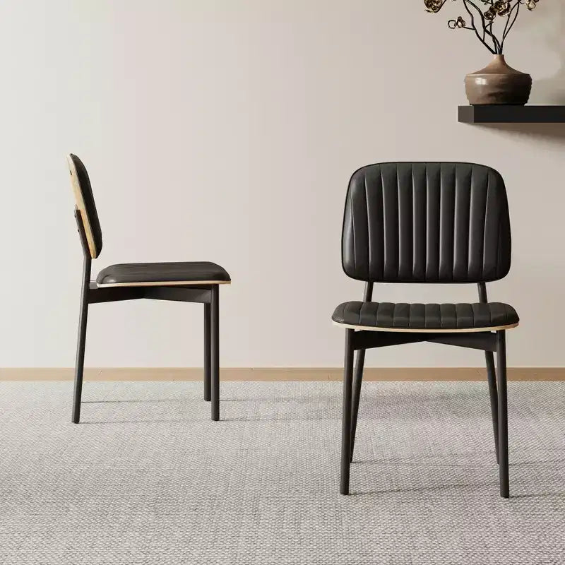 Luck Live Sedia da pranzo moderna di metà secolo, seduta e schienale in pelle imbottita, elegante sedia per sala da pranzo, cucina, soggiorno, colore nero
