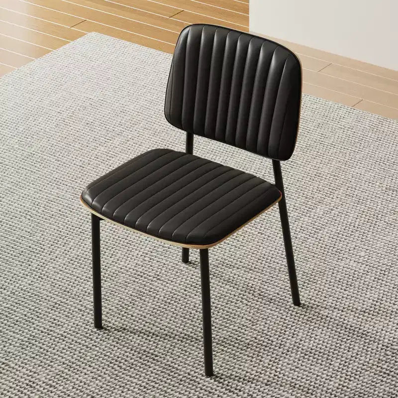 Luck Live Sedia da pranzo moderna di metà secolo, seduta e schienale in pelle imbottita, elegante sedia per sala da pranzo, cucina, soggiorno, colore nero